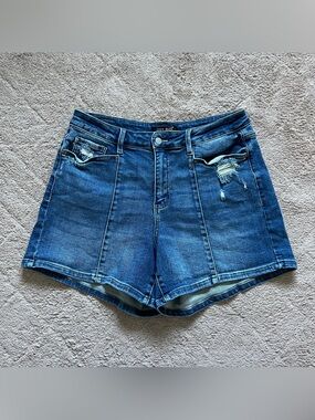Judy Blue High Waist Distressed Denim Shorts Minimalist Summer Capsule Size 1XL